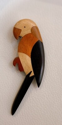 Wooden Bird Brooch 4”