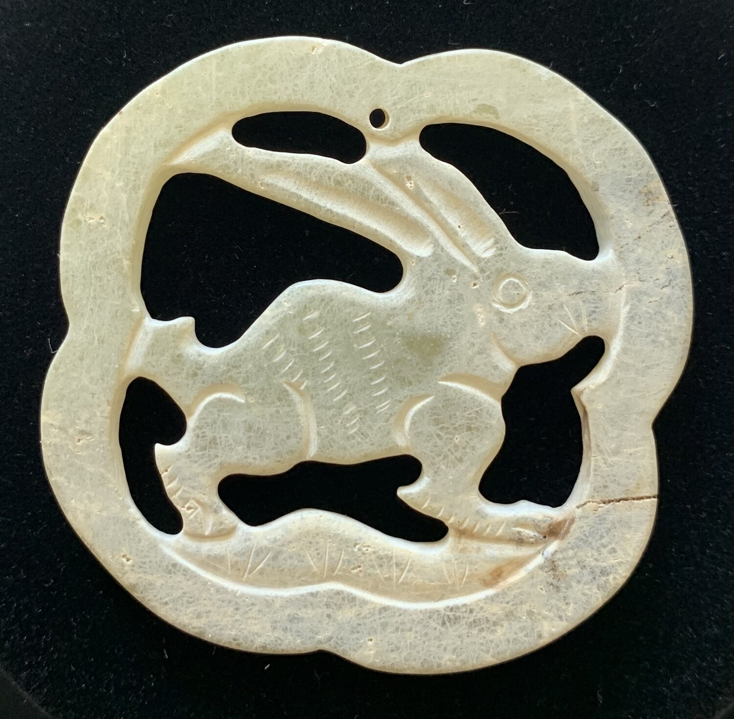Chinese Jade Stone Rabbit Pendant 