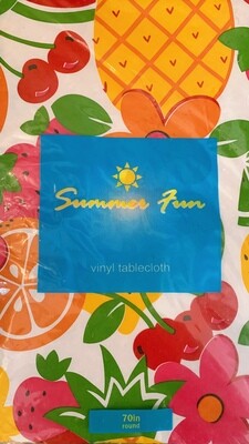 Summer Fun Vinyl Tablecloth 70” Round 