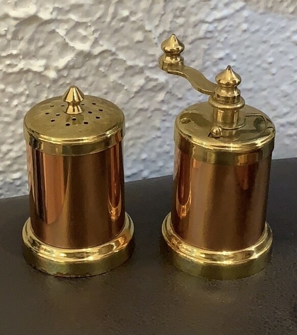 Vintage Salt Shaker and Pepper Mill Copper Gold Made in Italy (Set)