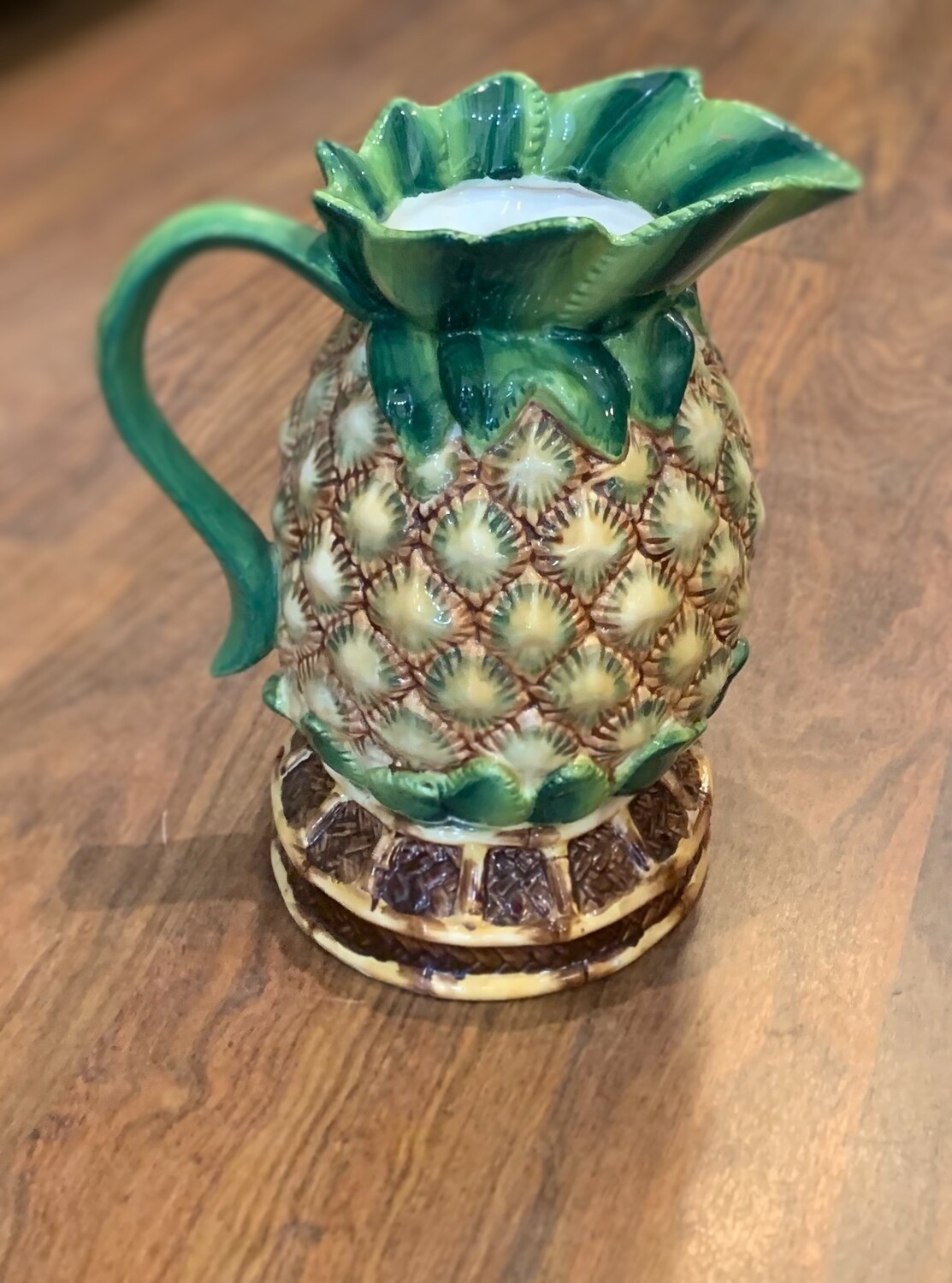 Young Pineapple Pitcher Vase Hand Painted Heartfelt Kitchen Décor 9”