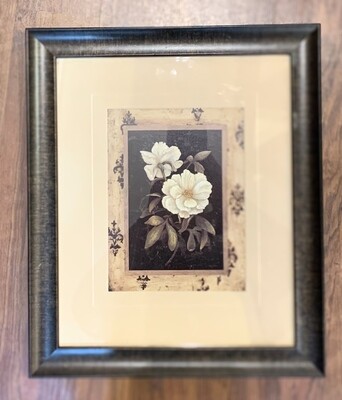 Black and Cream Flower Prints 15” x 12 1/2” (set of 2)