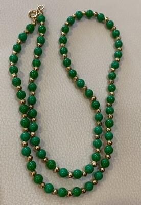 Green and Gold Beaded Necklace