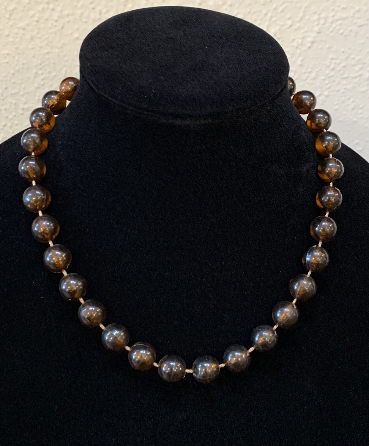 Round Brown Plastic Bead Necklace