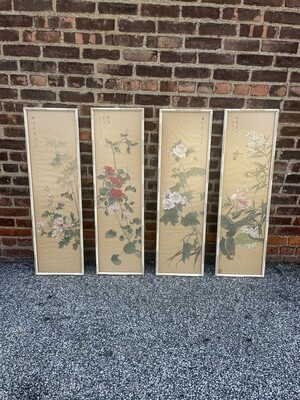 Vintage Asian Silk Painting 12”w x 42”h