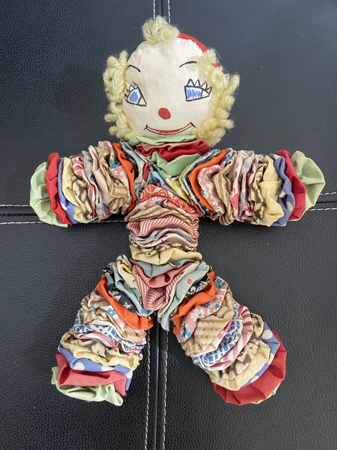 Vintage Jingle Bell Clown Cloth Doll 10”