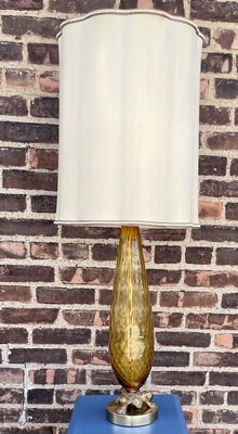 Mid-Century Auburn Glass Clawfoot Lamp 39”