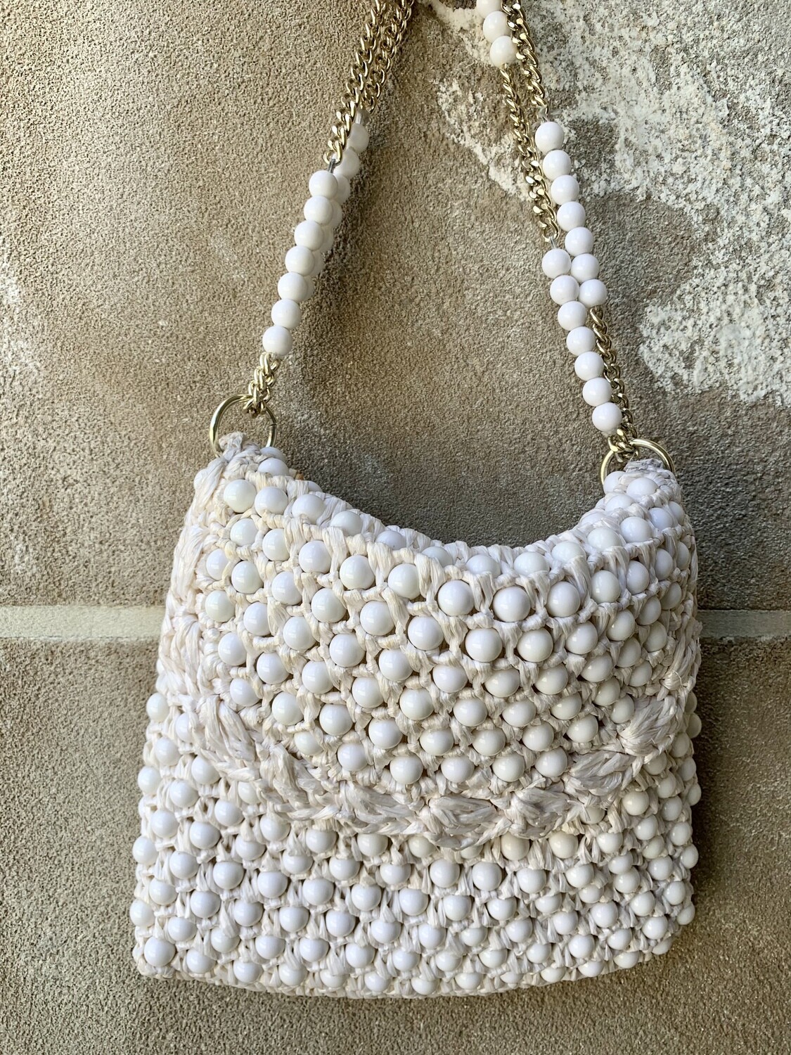White Beaded Purse Made in Japan 