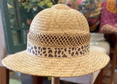 Straw Safari Hat with Cheetah Print
