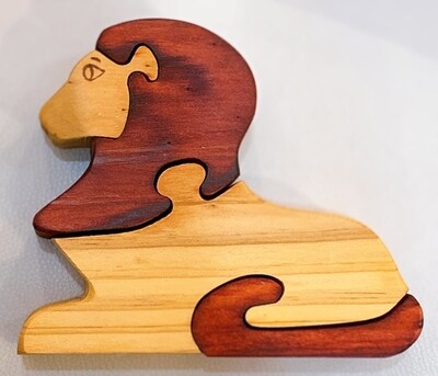 Vintage Wooden Lion 4 pieces 3D