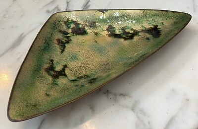 Handmade Glazed Green Triangle Dish