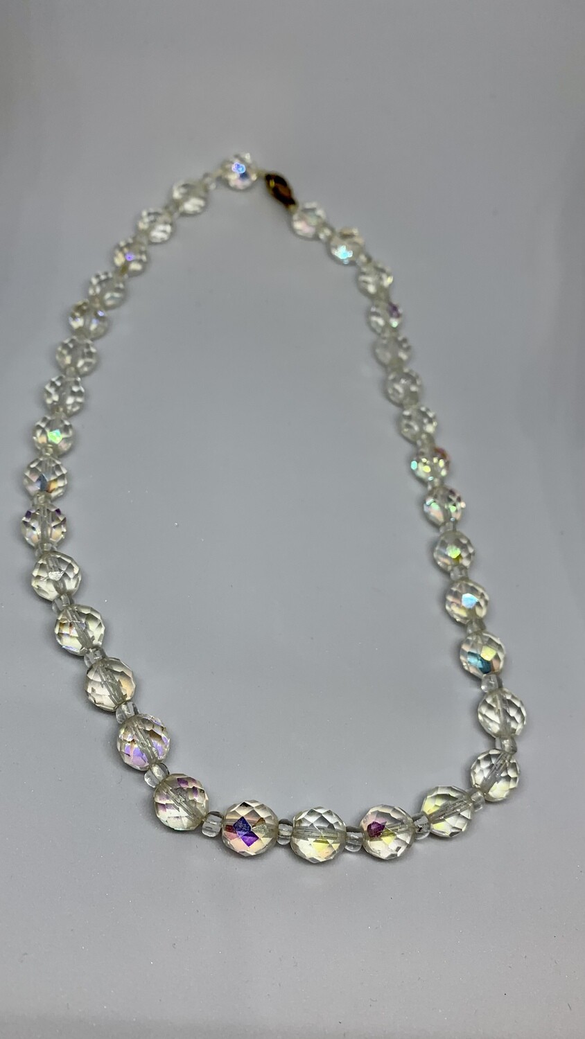 Vintage Art Deco Clear Faceted Glass Beaded Necklace