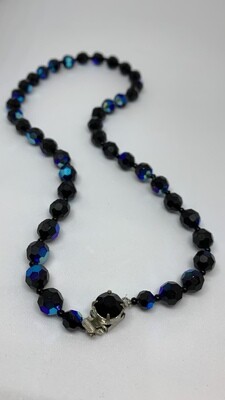 Vintage Dark Iridescent Faceted Bead Necklace