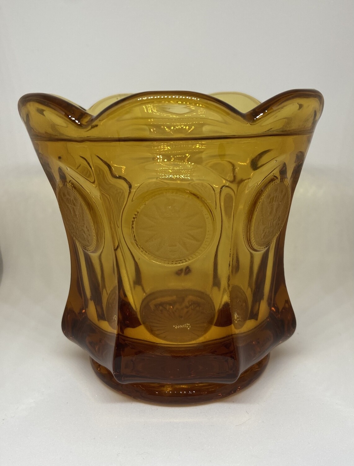 Vintage Fostoria Amber Glass Coin Candy Dish