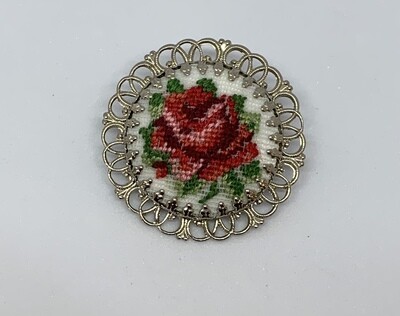 Vintage Viennese Handmade Floral Brooch 