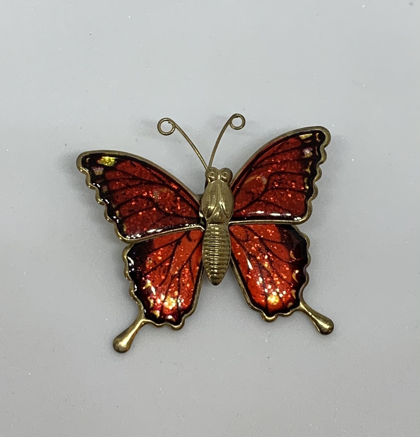 Vintage Enamel Gold Tone Butterfly Brooch