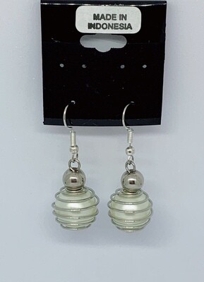 White Faux Pearl Drop Earrings Made In Indonesia