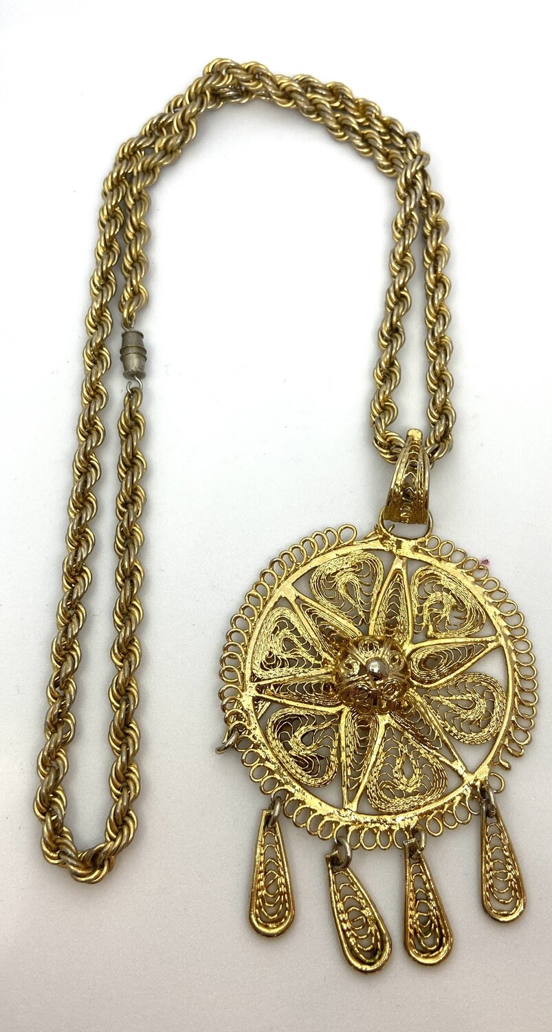 Gold Pendant with Thick Chain