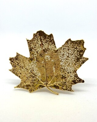Gold Decaying Leaf Clip Brooch
