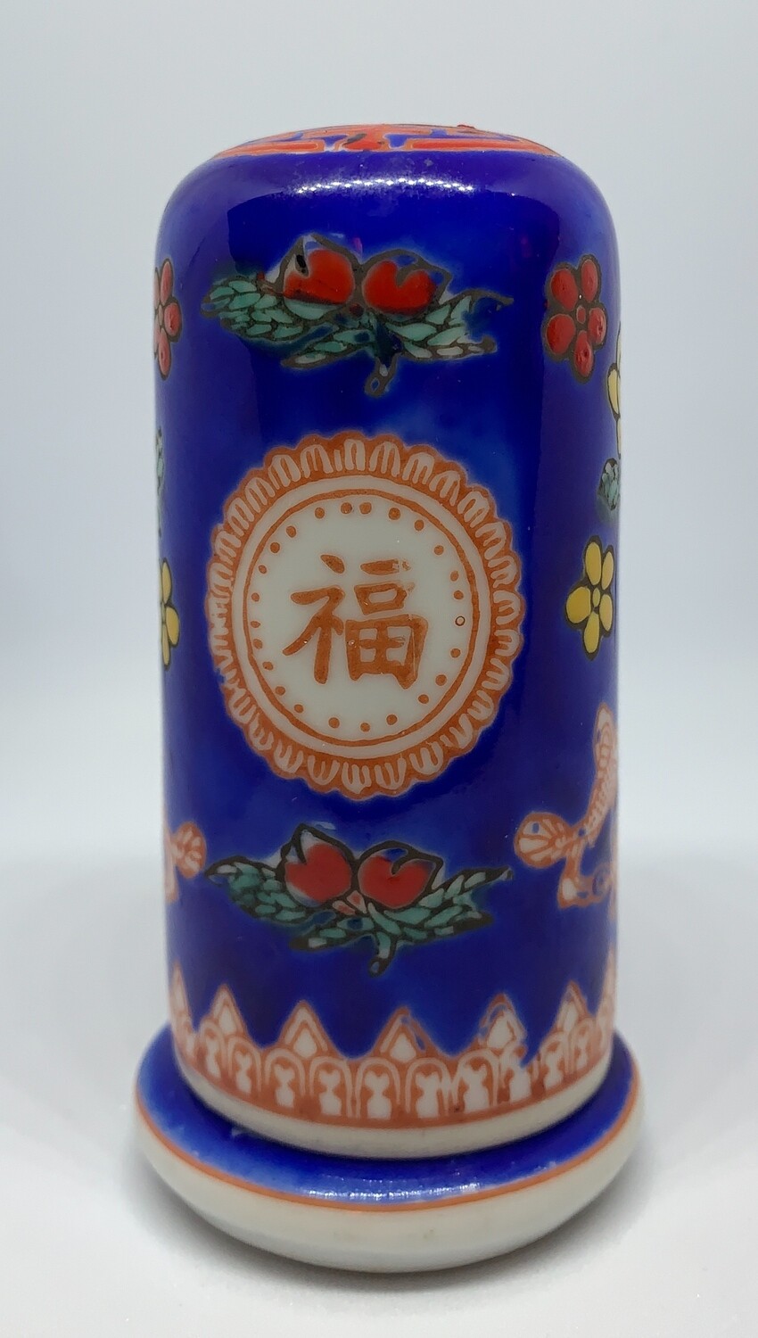 Vintage Porcelain Chinese Toothpick Holder, Color: Blue
