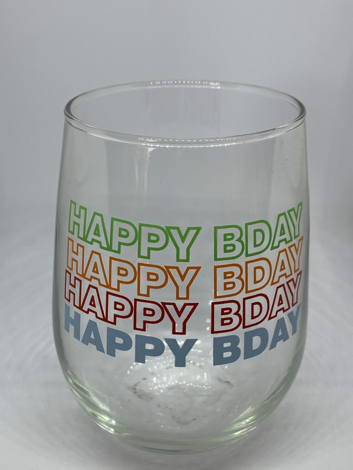 Happy Birthday Wine Glasses, Glass: Happy Bday