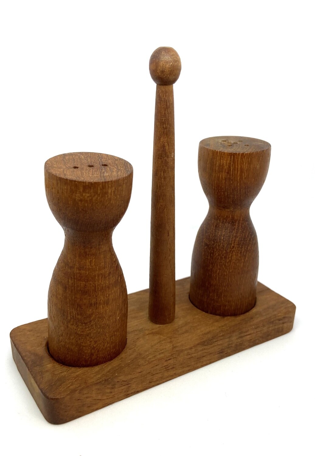 Teak Wood Salt and Pepper Shaker with Stand