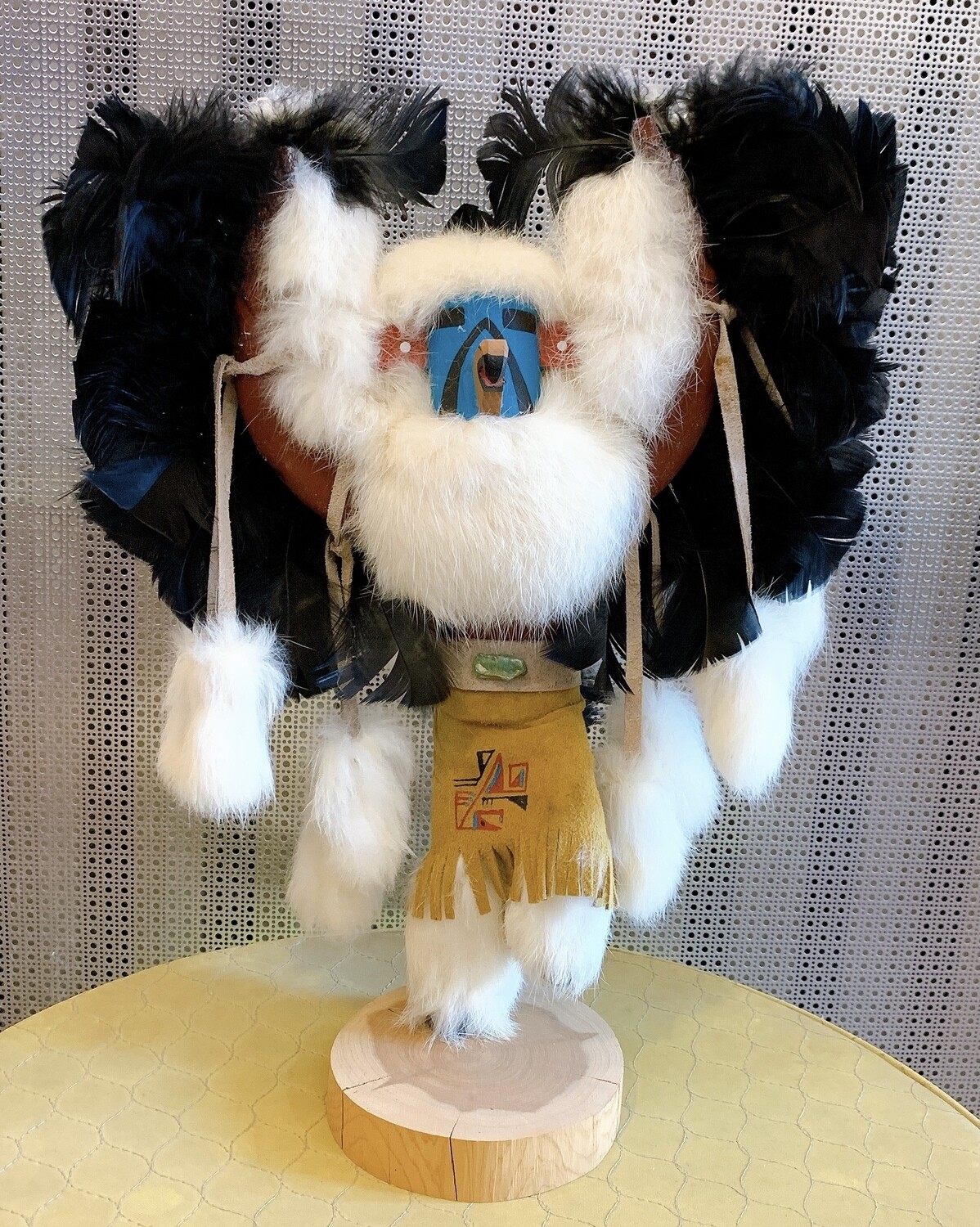 Native Kachina Doll Signed Black White14”