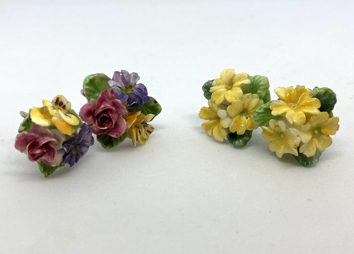 Porcelain Clip-On Flower Earrings