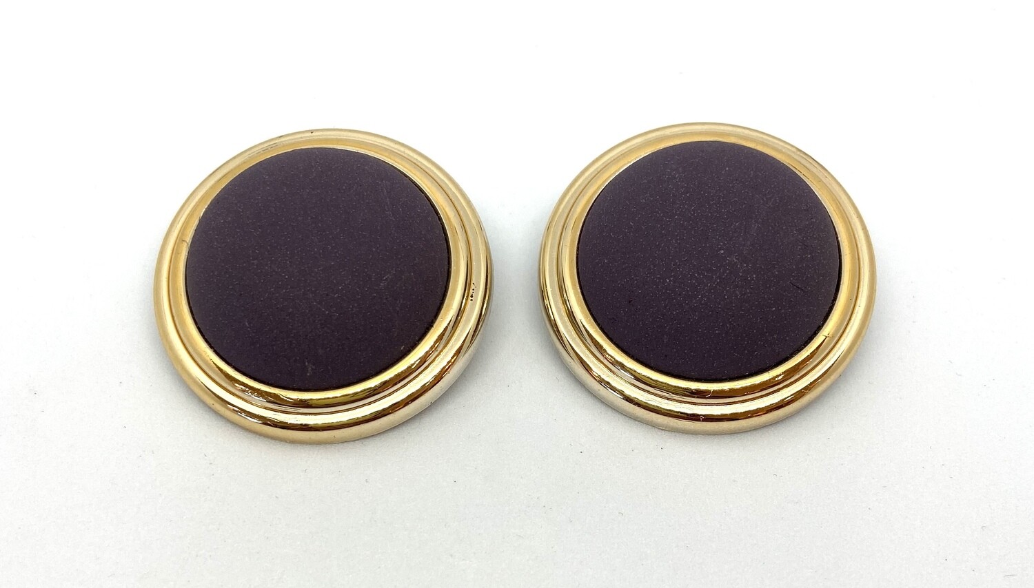 Matte Purple Circle Clip-On Earrings