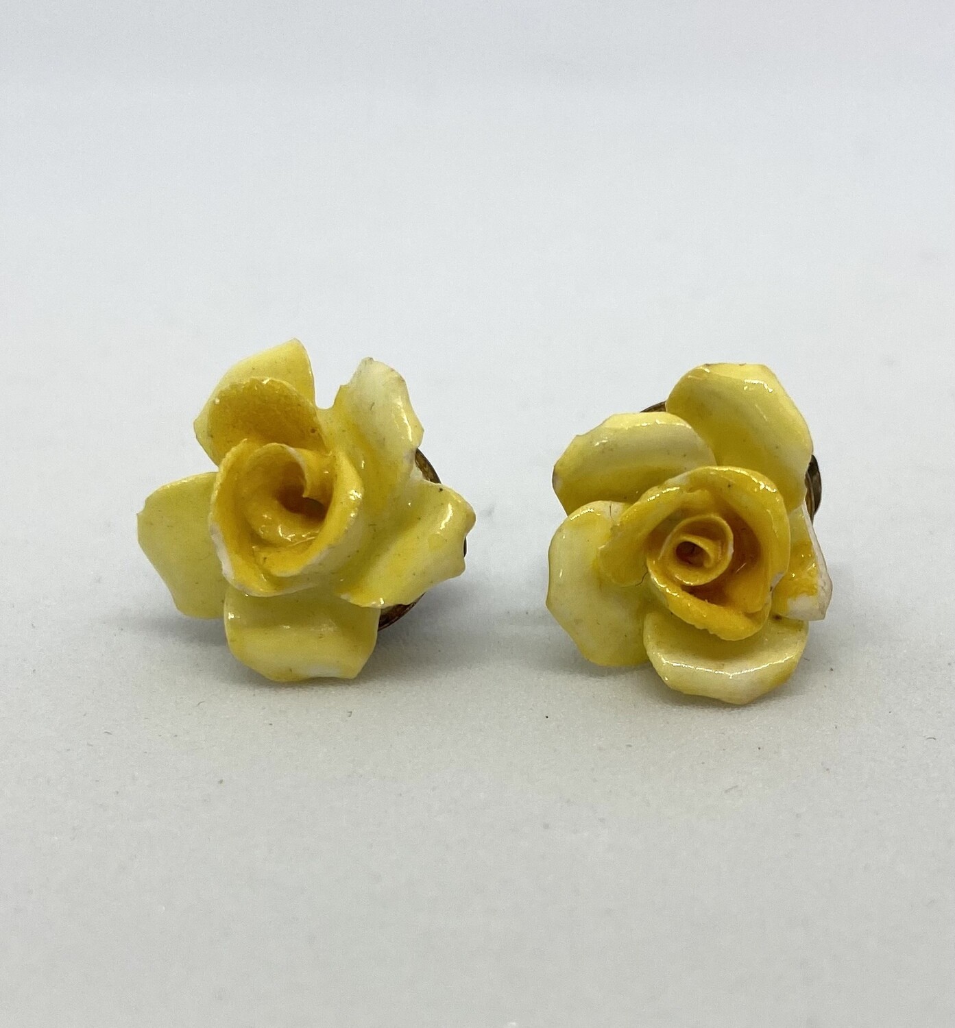 Yellow Rose Clip-On Earrings