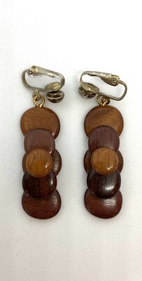 Wooden Circle Clip-On Earrings