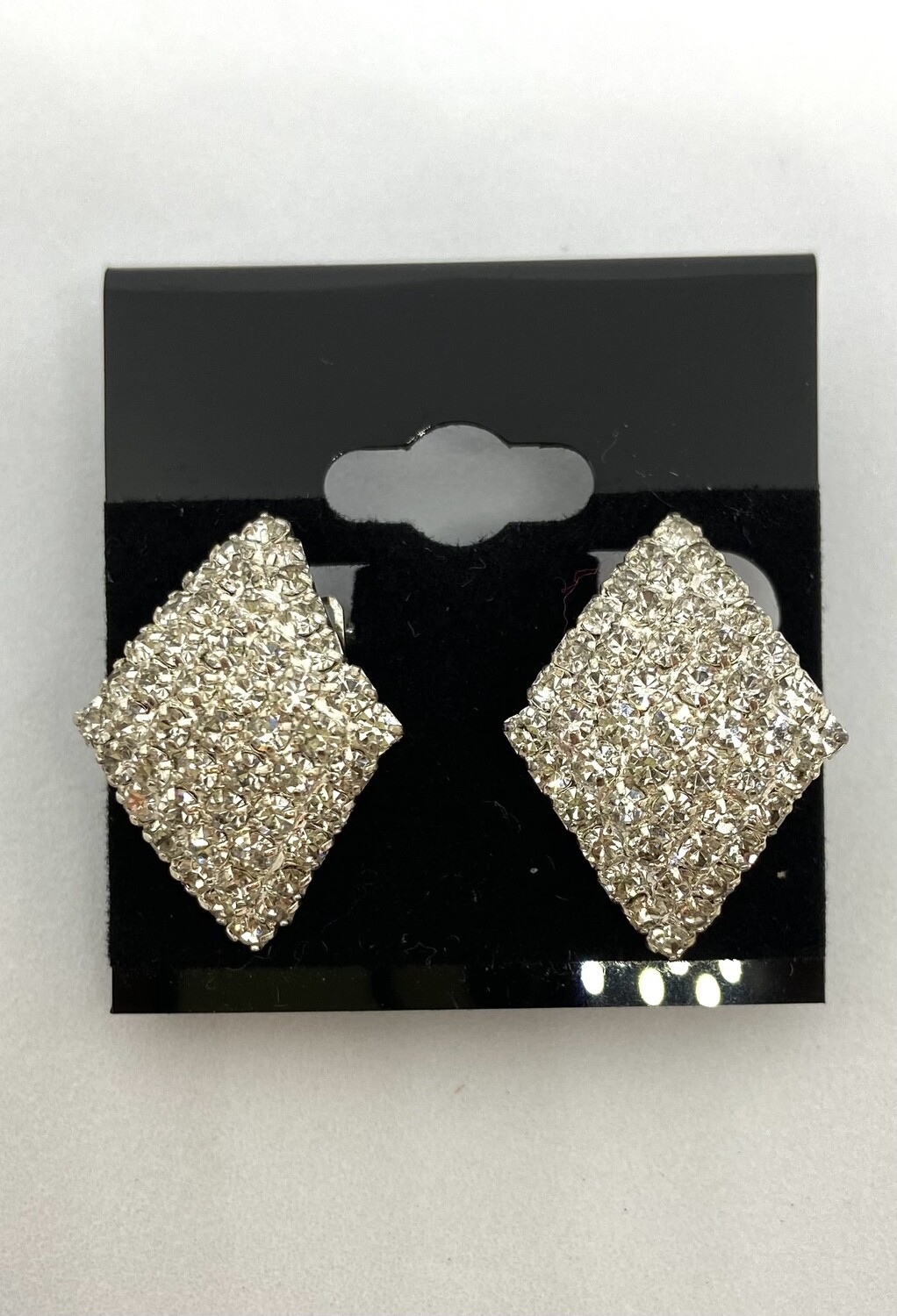 White Diamond Clip-On Earrings