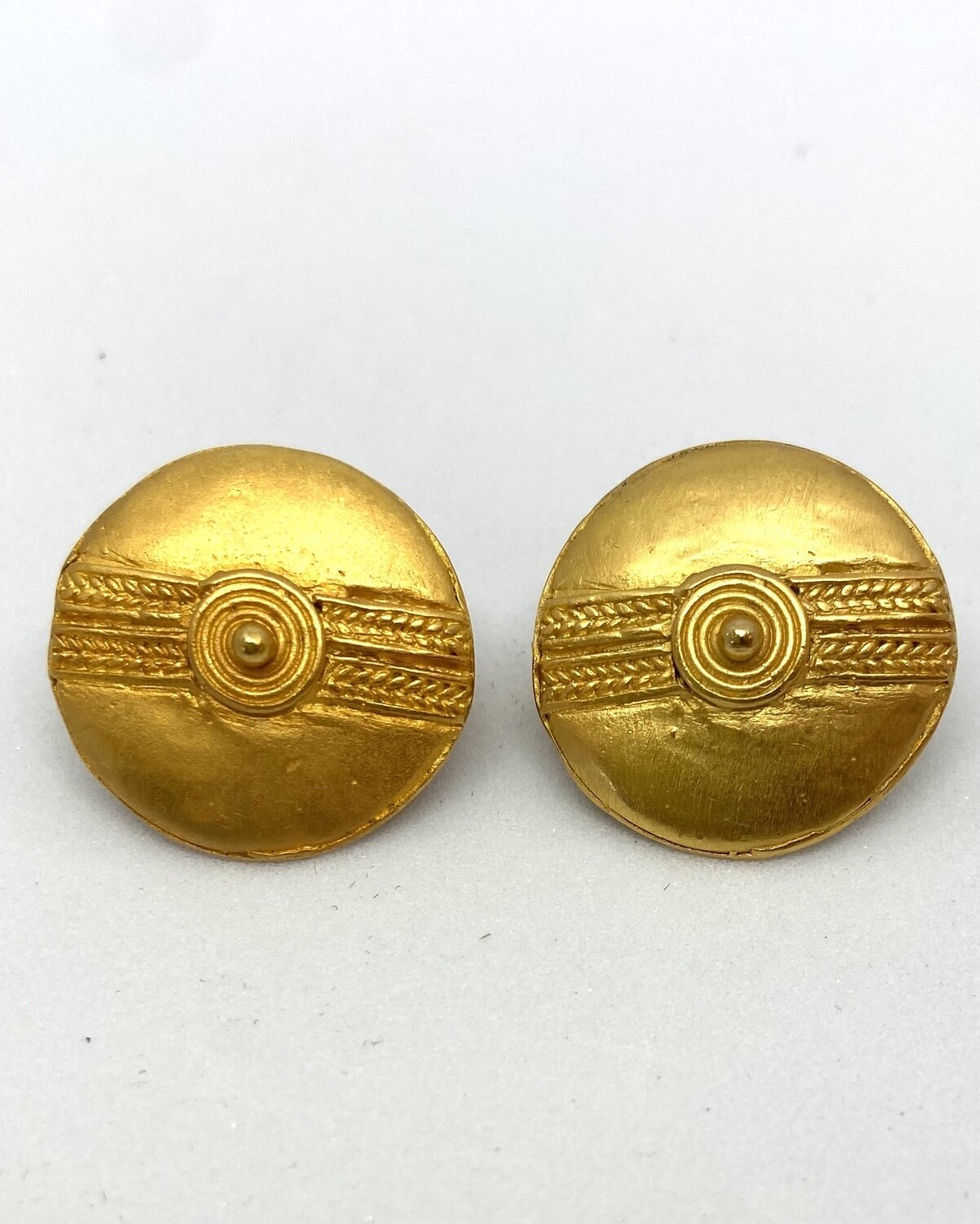 Gold Button Clip-On Earrings