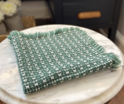 Green and White Napkins 15”x15”