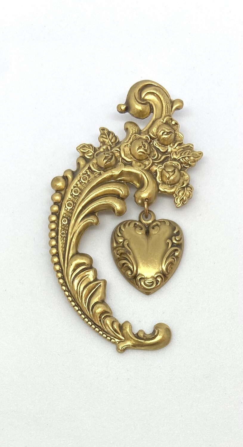 Art Nouveau Heart Charm Brooch