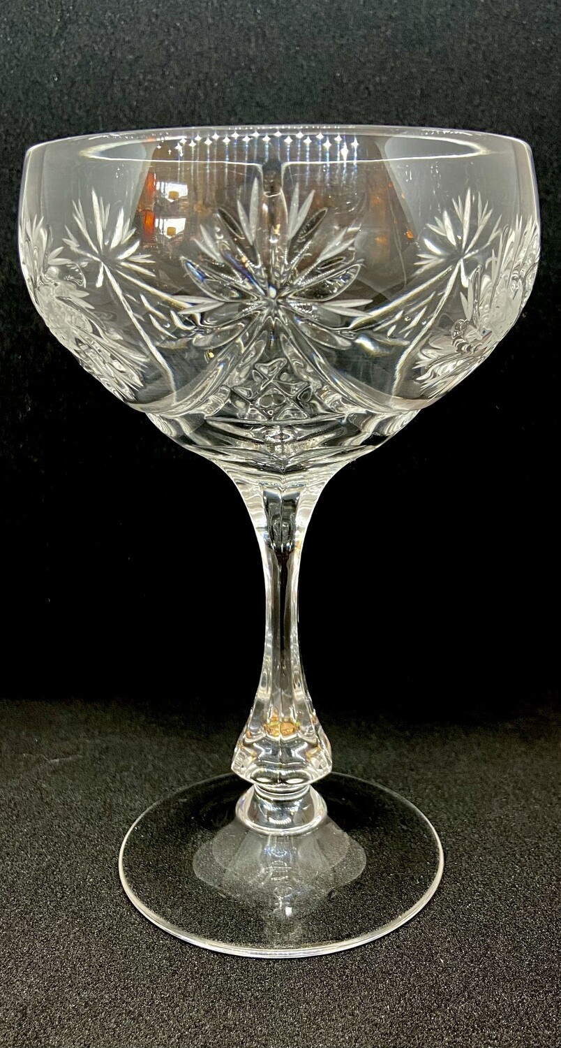 Vintage Etched Crystal Champagne Glass 5 1/2” 