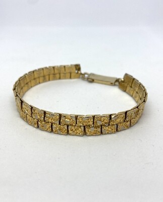Gold Textured Nugget Link Bracelet