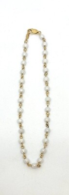 Faux Pearl and Chain 24KGL Ankle Bracelet