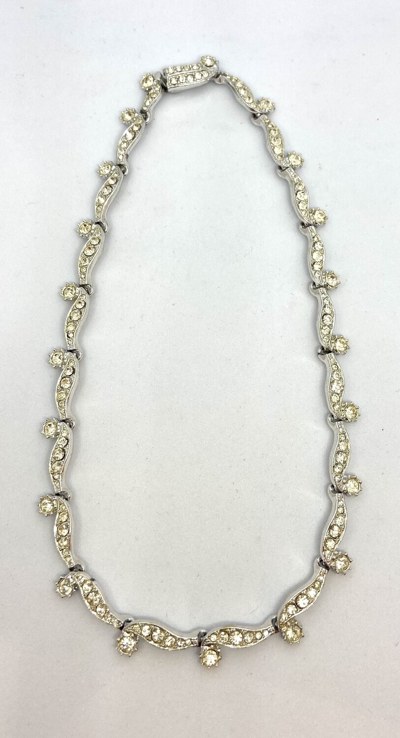 Diamond Studded Silver Link Necklace