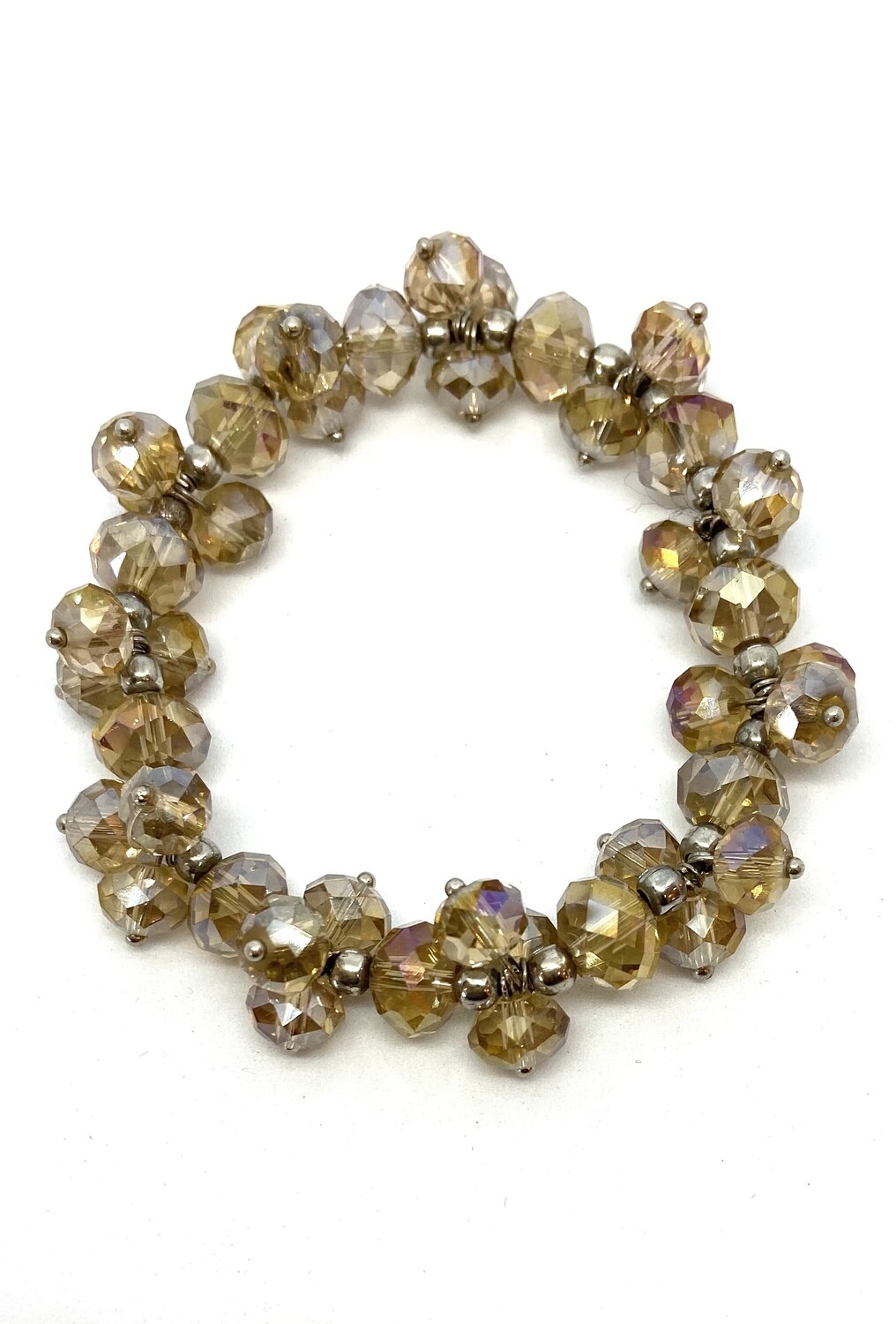 Champagne Faceted Bead Stretch Bracelet
