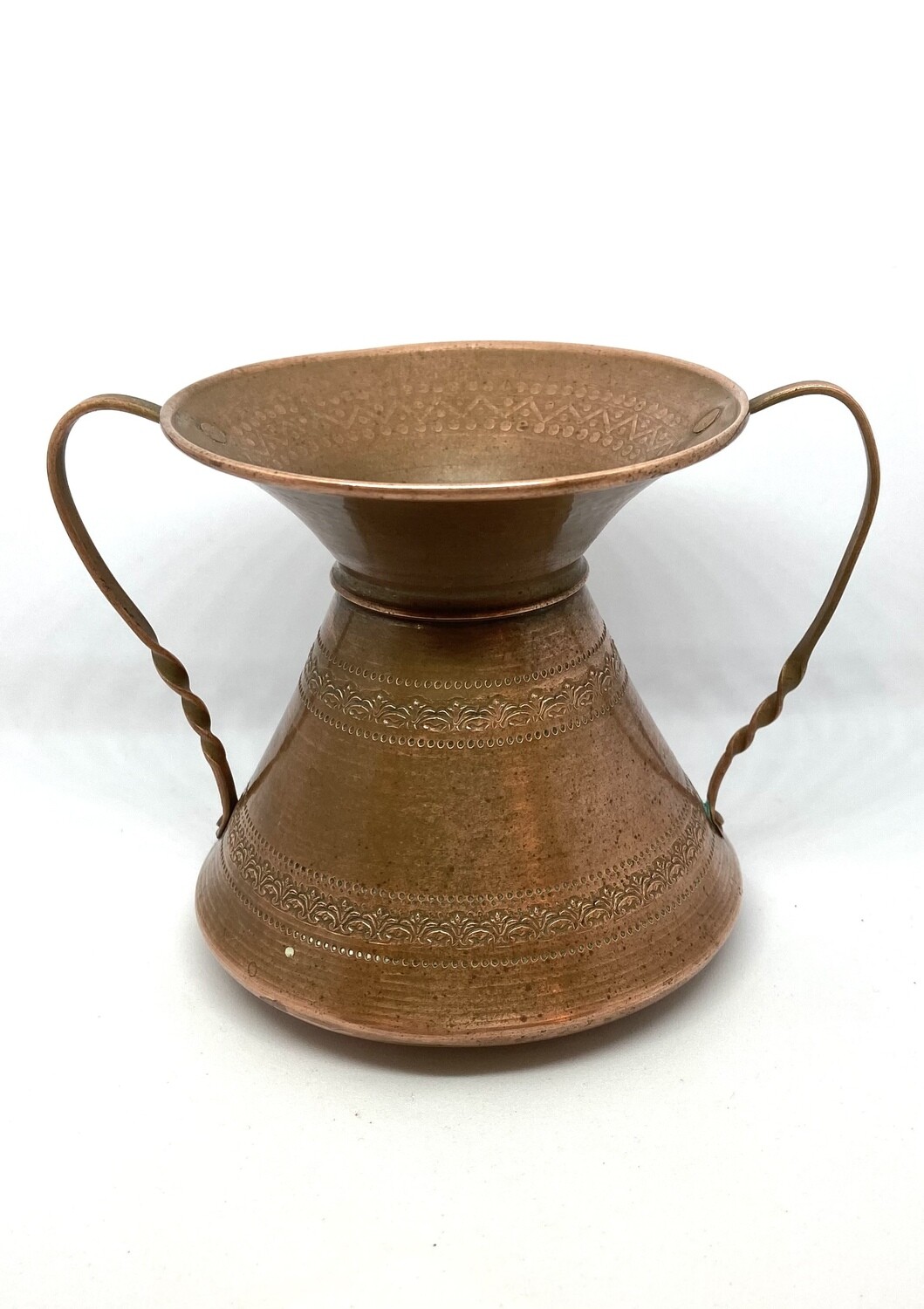 Etched Copper Vase Spittoon 3” 
