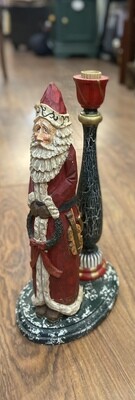 Wooden Santa Candleholder 12”