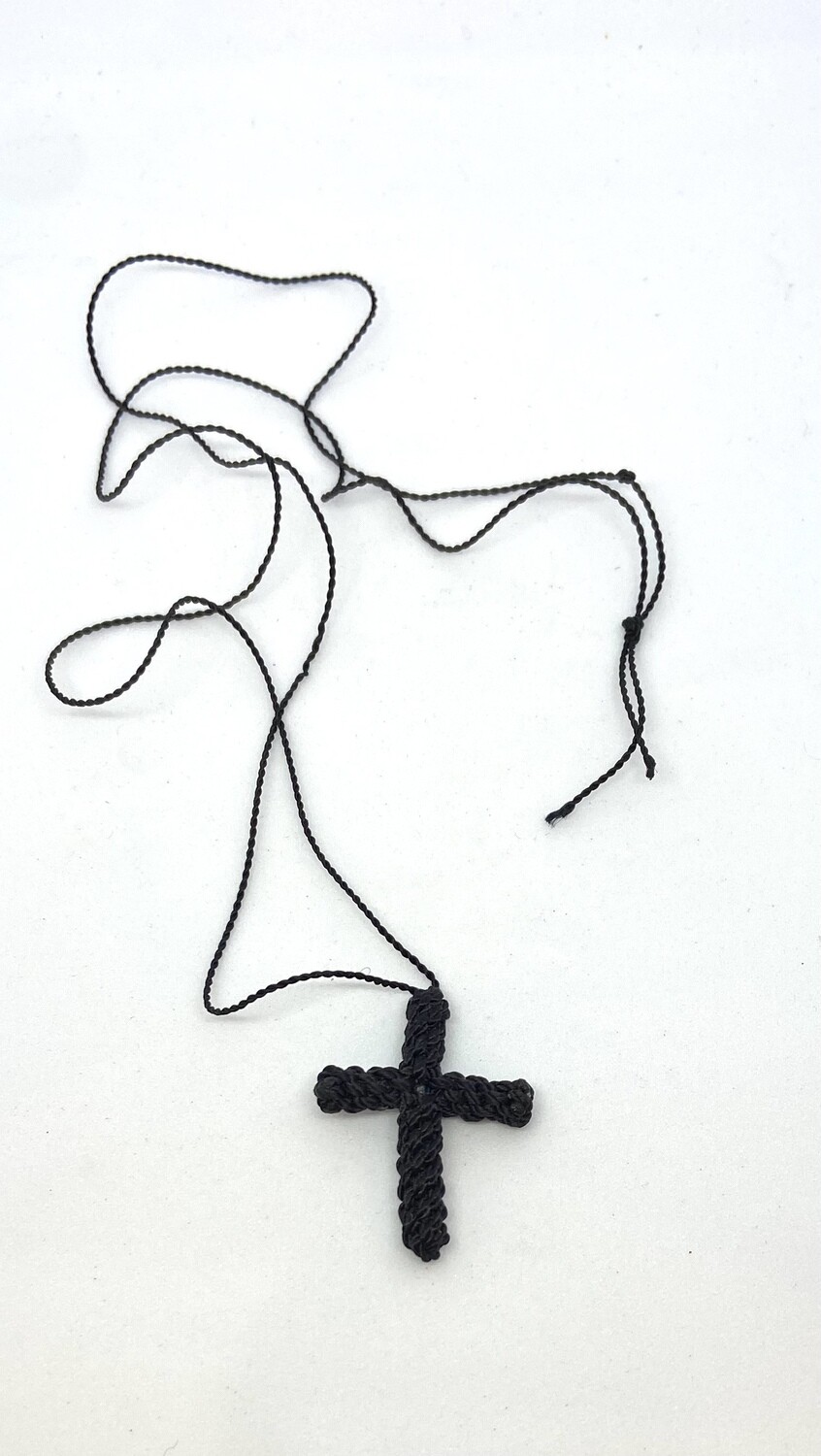 Knitted Wax Thread Cross Necklace