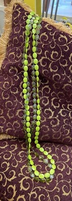 Double Strand Green Flat Oval Necklace 52”
