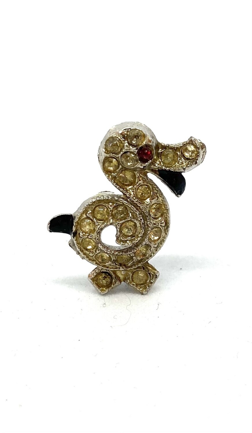 Vintage Gem Encrusted Swirly Duck Pin