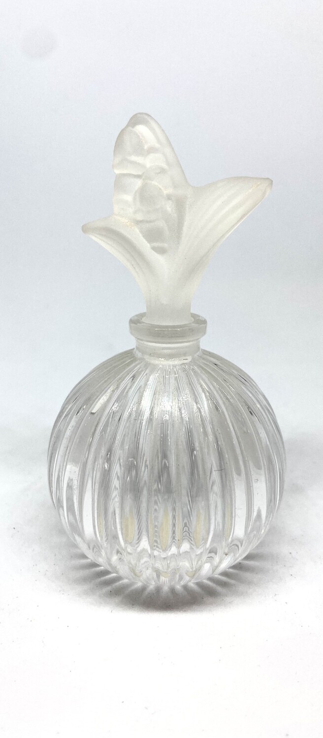 Sasaki Crystal Perfume Bottle With Frosted Lilly