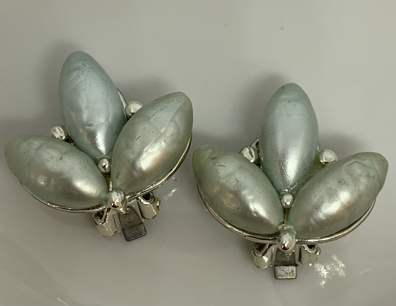 Vintage Aquamarine Clip on earrings 
