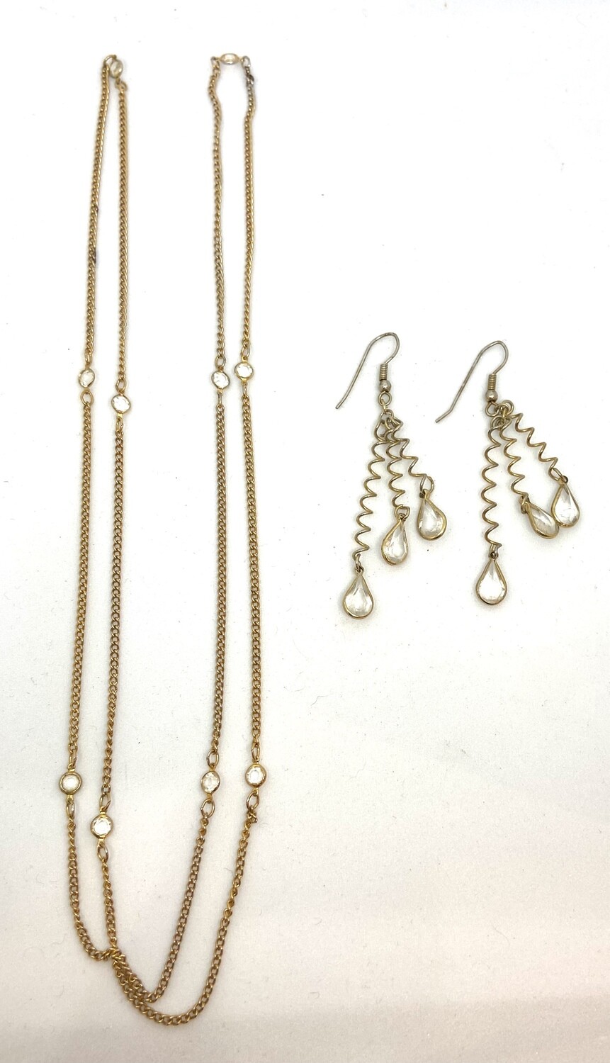 Coil Clear Gem Earrings and Necklace Set