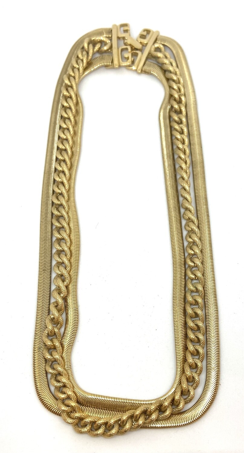 Thick Triple Chain Gold Necklace