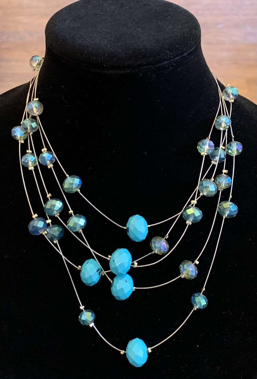 Blue and Teal Glass Layered Necklace